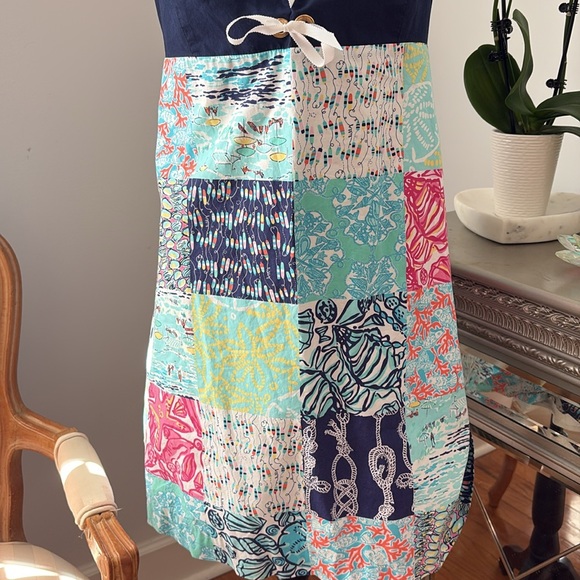 LILLY PULITZER Spring dress sundress navy blue white corset nautical L 10 12 - Picture 3 of 12